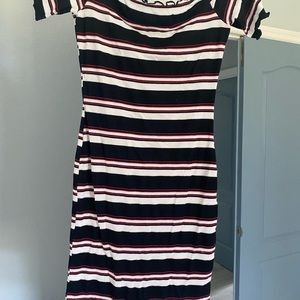 Adorable blue/white/red body on stretchy dress by Ambiance  size small